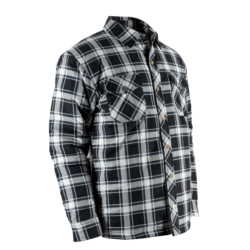 CHEMISE DE FLANELLE DOUBLÉE PIQUÉE À BOUTONS PRESSION - NOIR & BLANC