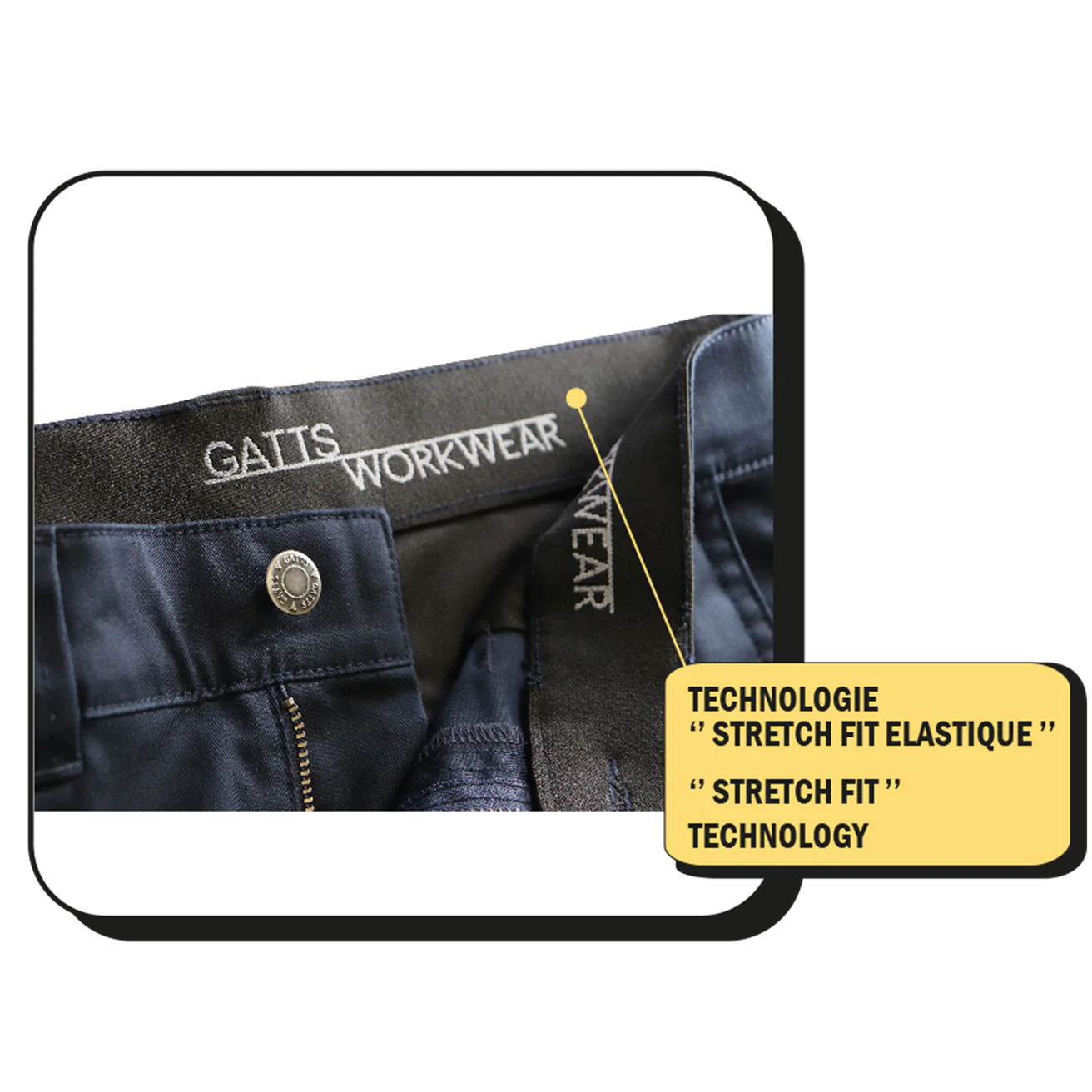 PANTALON DE TRAVAIL EXTENSIBLE AVEC GENOUILLÈRE AMOVIBLE BLEU GATTS