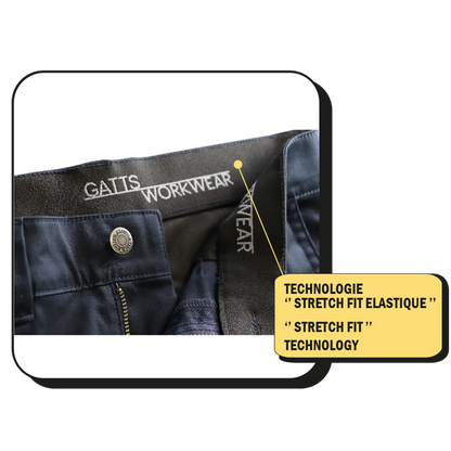 PANTALON DE TRAVAIL EXTENSIBLE AVEC GENOUILLÈRE AMOVIBLE BLEU GATTS