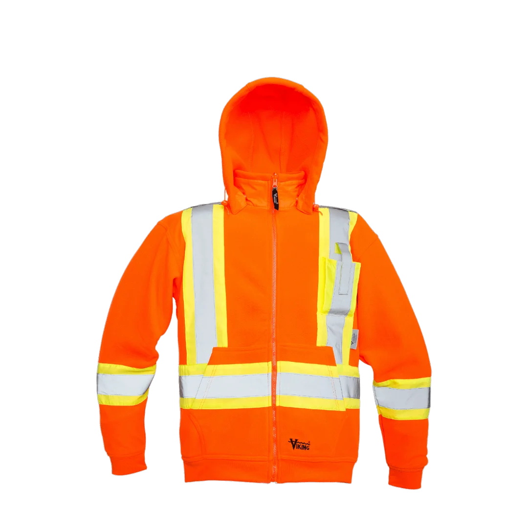 VIKING - GILET ORANGE EN LAINE POLAIRE À CAPUCHE