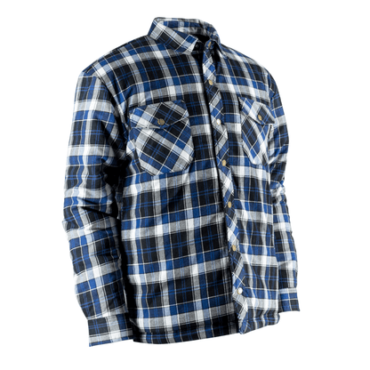 CHEMISE DE FLANELLE DOUBLÉE PIQUÉE À BOUTONS PRESSION - BLEU & NOIR