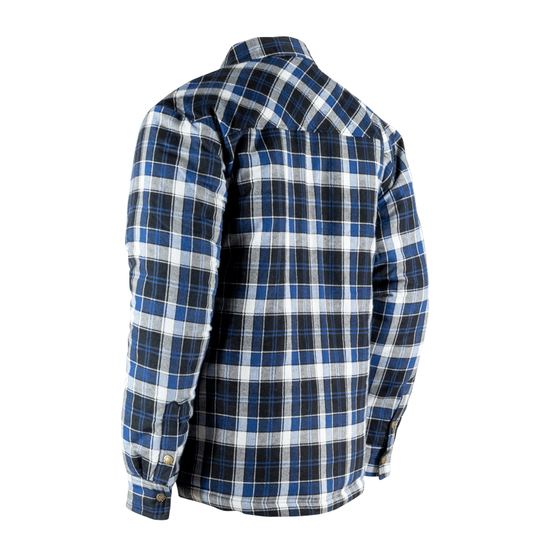 CHEMISE DE FLANELLE DOUBLÉE PIQUÉE À BOUTONS PRESSION - BLEU & NOIR