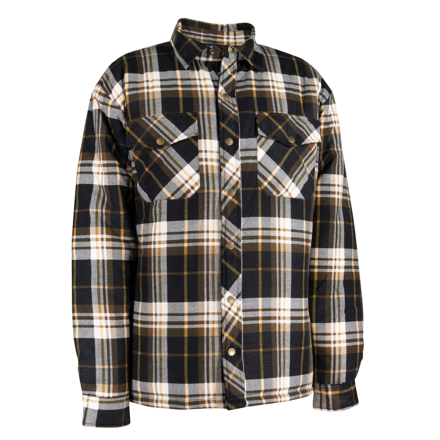 CHEMISE DE FLANELLE DOUBLÉE PIQUÉE À BOUTONS PRESSION - NOIR & BRONZE