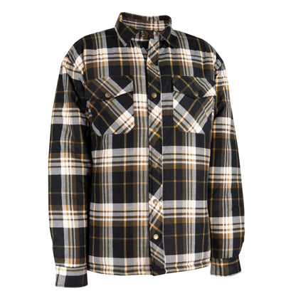 CHEMISE DE FLANELLE DOUBLÉE PIQUÉE À BOUTONS PRESSION - NOIR & BRONZE