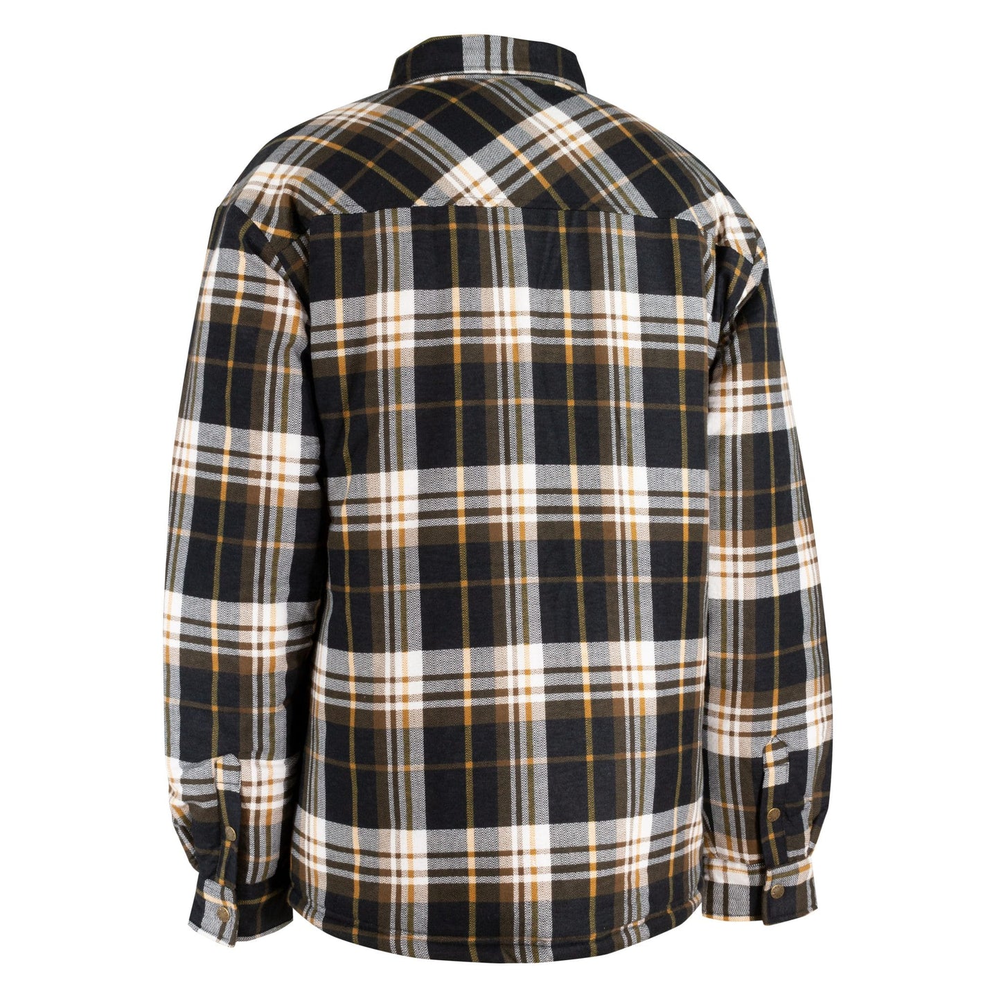 CHEMISE DE FLANELLE DOUBLÉE PIQUÉE À BOUTONS PRESSION - NOIR & BRONZE