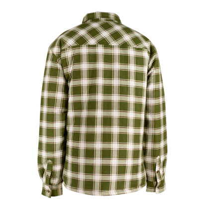 CHEMISE DE FLANELLE DOUBLÉE PIQUÉE À BOUTONS PRESSION - VERTE