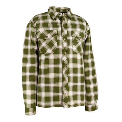 CHEMISE DE FLANELLE DOUBLÉE PIQUÉE À BOUTONS PRESSION - VERTE