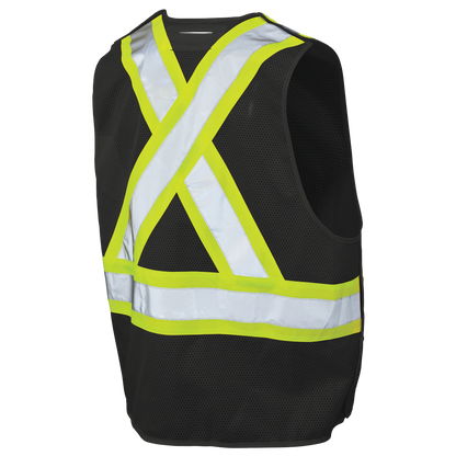 VESTE DE SÉCURITÉ DÉTACHABLE À 5 POINTS EN TISSU MAILLE NOIR TOUGH DUCK
