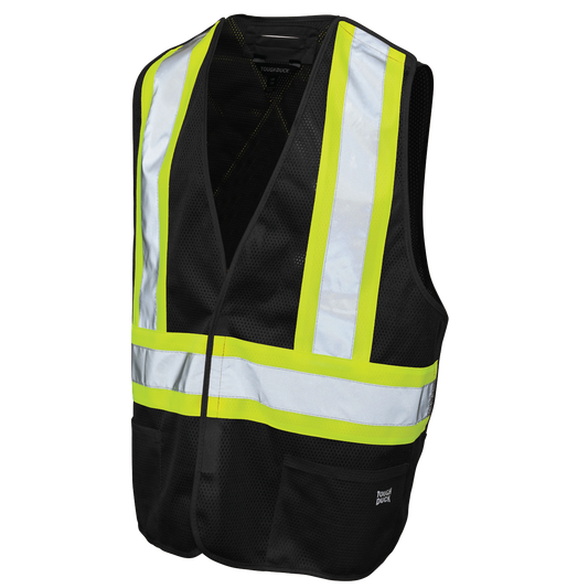 VESTE DE SÉCURITÉ DÉTACHABLE À 5 POINTS EN TISSU MAILLE NOIR TOUGH DUCK