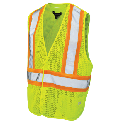 VESTE DE SÉCURITÉ DÉTACHABLE À 5 POINTS EN TISSU MAILLE JAUNE TOUGH DUCK