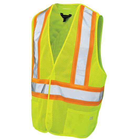 VESTE DE SÉCURITÉ DÉTACHABLE À 5 POINTS EN TISSU MAILLE JAUNE TOUGH DUCK