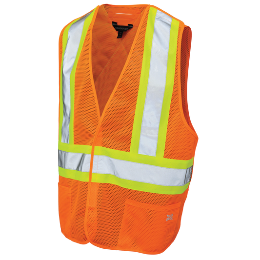 VESTE DE SÉCURITÉ DÉTACHABLE À 5 POINTS EN TISSU MAILLE ORANGE TOUGH DUCK