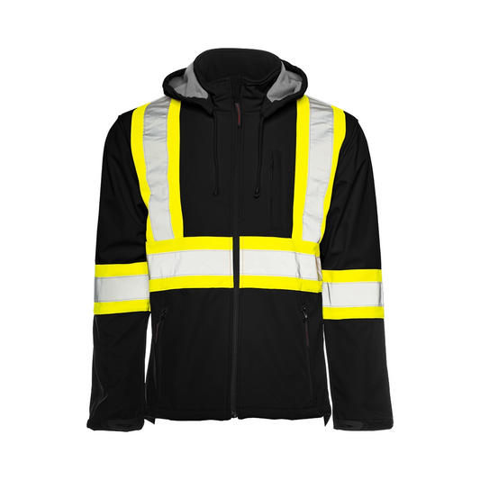 MANTEAU DE SÉCURITÉ SOFT SHELL AVEC CAPUCHE DÉTACHABLE NOIR WASIP